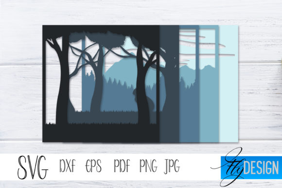 3D Layered SVG. Shadowbox Nature 7