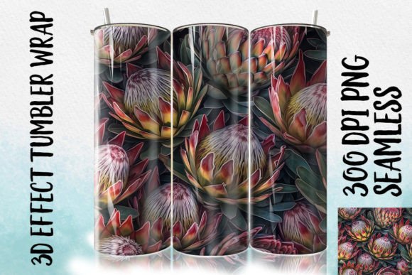 3D Protea Tumbler Wrap 2: A High-Quality Digital Asset for Sublimation Projects