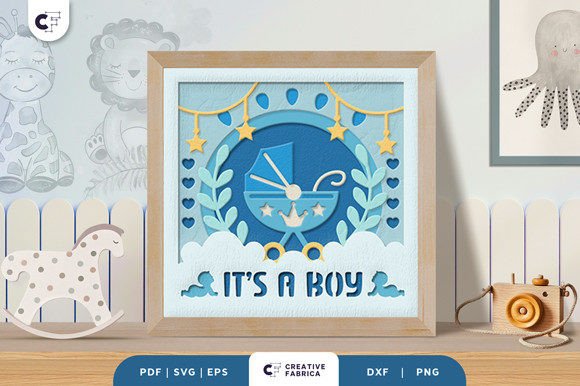3D Shadow Box Papercut for Baby Boy Stroller Designs