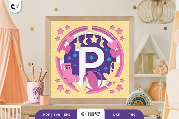 Baby Alphabet P Monogram 3D Papercut SVG for Stunning Nursery Decor