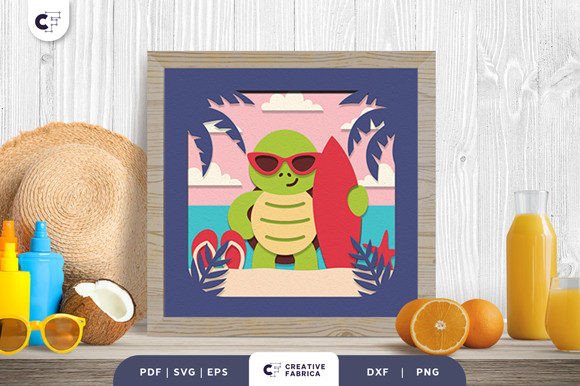 Baby Turtle in the Summer 3D Shadow Box: A Fun and Versatile Addition to Your Creative Projects