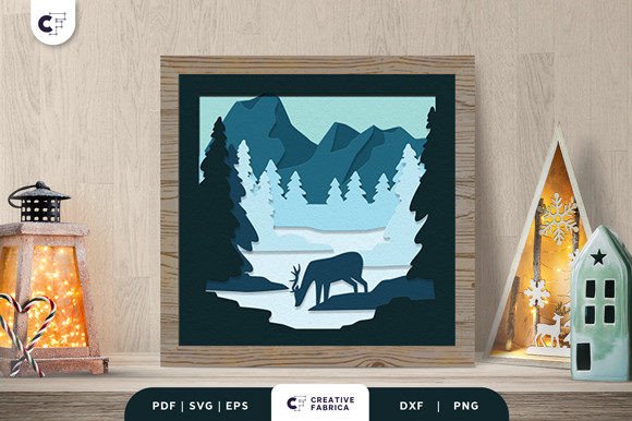 Creative Depth with a Winter Forest and Deer 3D Shadow Box