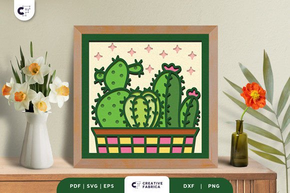 Cute Cacti in a Pot 3D Shadow Box SVG: A Trendsetting Addition to Modern Creative Projects