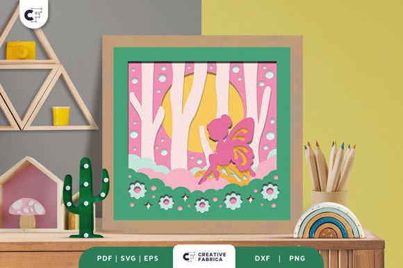 Fairy in the Forest 3D Paper Cut SVG for Creative Projects