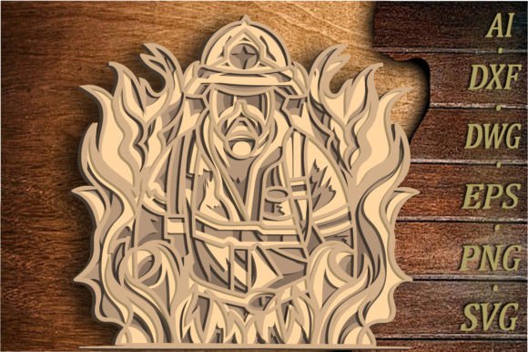Firefighter 3D Multilayer SVG for Creative Projects