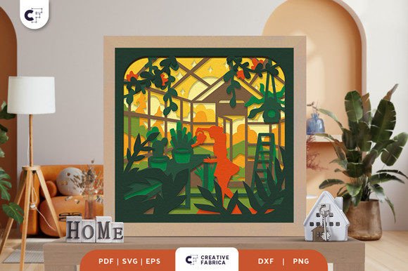 House Plant 3D Light Box Paper Cut SVG: A Creative Addition to Your Garden and Home Decor Projects