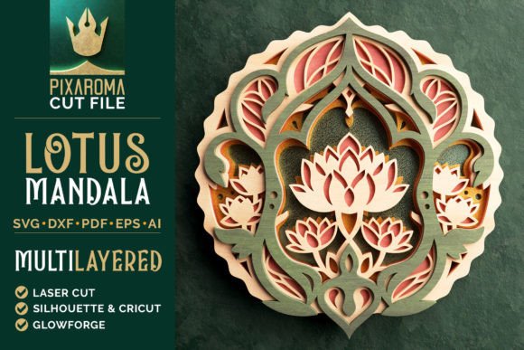 Lotus Flower Mandala 3D Layered - Laser