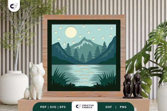 Mountain Forest Lake 3D Layered Papercut – Bring Nature Home with Elegance
