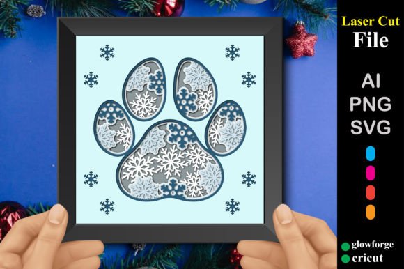 Paw 3D Snow Christmas Shadow Box SVG: A Versatile Design for Holiday Creations