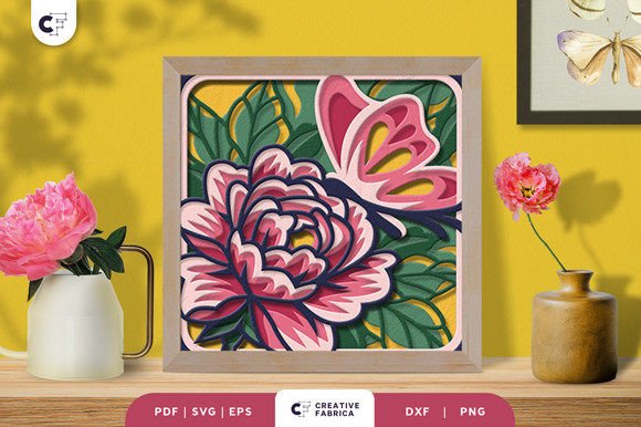 Peony Flower 3D Shadow Box Paper Cut – A Stunning Addition to Your Creative Projects