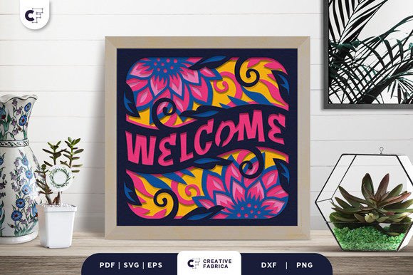 Sunflower Welcome Sign 3D Paper Cut SVG – A Touch of Elegance for Your Entrance