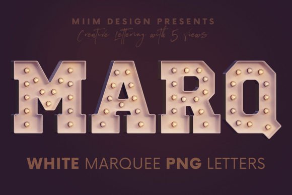 White Marquee 3D Lettering: A Bold Vintage Typography Asset
