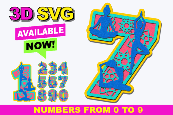 Yoga Numbers 3D SVG: Creative Use for Designers and Creators